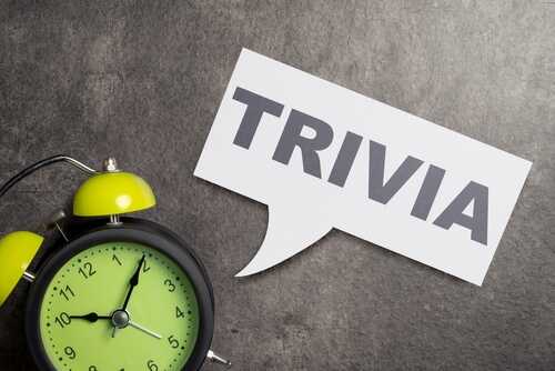 shutterstock_2425336873.jpg Green alarm clock next to a speech bubble with the word 'TRIVIA'